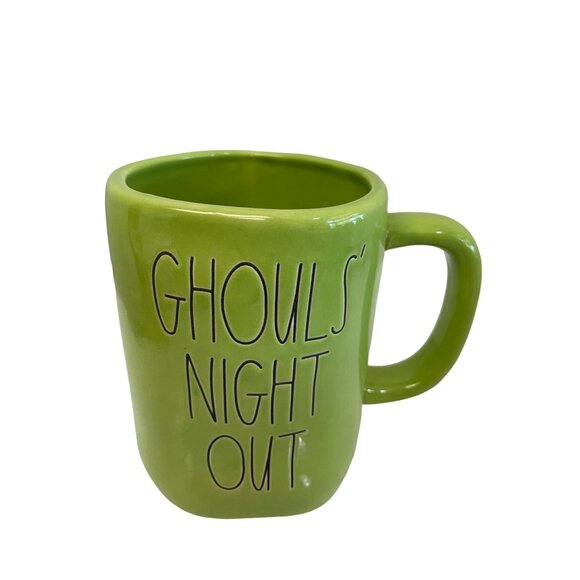 RAE Dunn Artisan Collection Green Ghouls Night Out Halloween Mug Cup 3"W 5"H - Picture 1 of 9